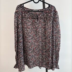 Reitmans Black and Pink Floral Blouse